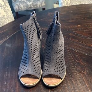 Toms Perforated Gray Peep-Toe Boots